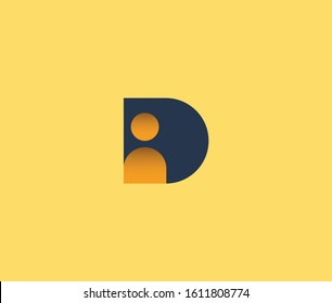 Letter D with people icon vector logo design. Creative minimalism Logo Icon Minimal emblem design template