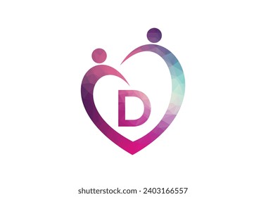 Inspiración de plantilla de diseño de logotipo de personas con logotipo de carta D, Ilustración vectorial.