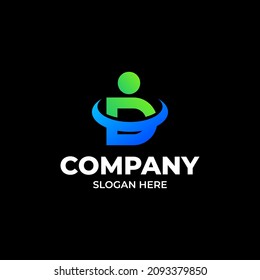 letter d with people logo template design
