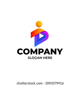 letter d with people logo template design