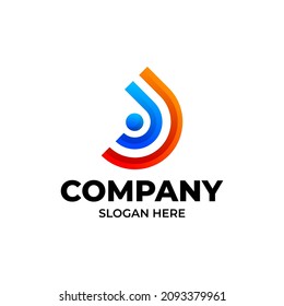 letter d with people logo template design