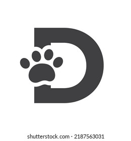 Letter D Pet Care Logo, Dog Logo Design Vector Sign and Symbol Template