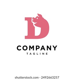 Buchstaben D Schweinekopf Logo Symbol Vektor