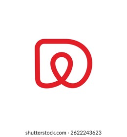 letter d pin location linear art simple geometric logo vector 