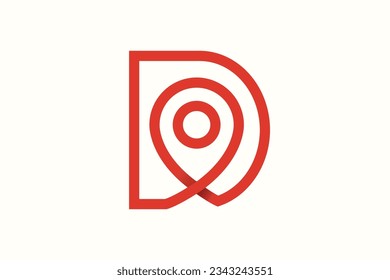 letter D pin position logo with monogram style design vector graphic