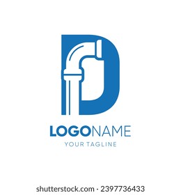 Letter D Pipe Plumbing Industrial Logo Design Vector Icon Graphic Emblem Illustration