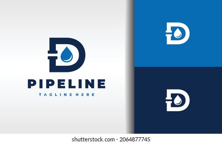 letter D pipe water logo