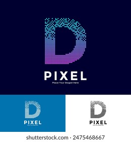 Letter D pixel colorful vector design. Suitable for business, initial, poster, technology and network