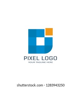 Letter D Pixel Logo Design Template. Alphabet Pixel Motion Logo.