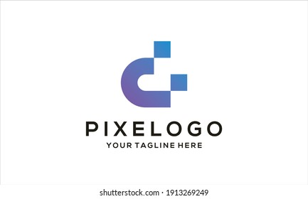 Letra D para plantilla de logotipo de píxeles
