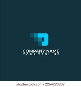 Letter D Pixel Logo Vector Template Element