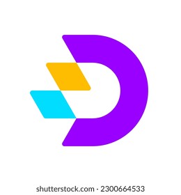 Letter D pixel modern colorful logo design