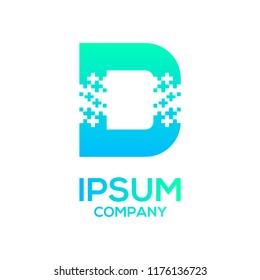 Letter D Pixel and Plus sign, Technology and digital, Medical healthcare hospital Logotype for your Corporate identity