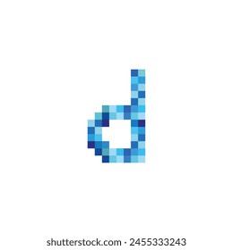 letra d píxeles, simple símbolo del logotipo del Vector azul