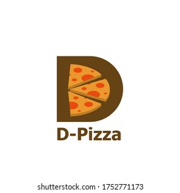 Letter D pizza logo design concept, isolated on white background.