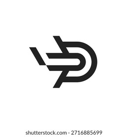 Logotipo de la línea del plano de la letra D