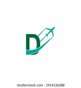 Letter D with plane logo icon design vector illustration