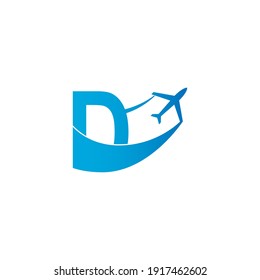 Letter D with plane logo icon design vector illustration template