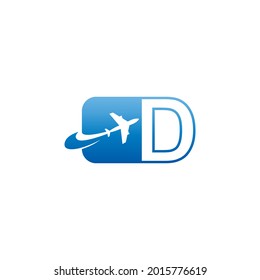 Letter D with plane logo icon design vector illustration