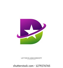 Letter D planet logo design concept Vector Template. Initial D logo Vector