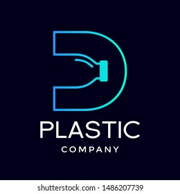 Letter D with plastic or bottle vector logo template. Suitable for ecology, drink, fresh water business.