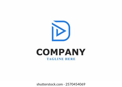 letter d play and arrow line logo