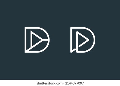 Letter D and Play Button Logo Design Vector Template