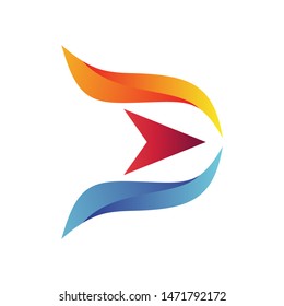 Letter D Play Icon Logo Design