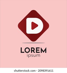 Carta D para el negocio de aplicaciones con logotipo Play D