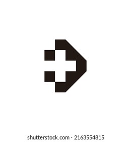 Letter D plus, geometric symbol simple logo vector