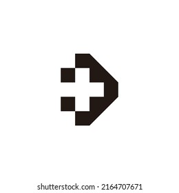 Letra D plus, símbolo geométrico simple vector logo