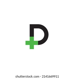 Letter D plus simple symbol logo vector