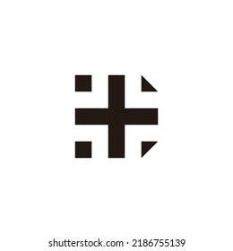 Letter D plus, squares geometric symbol simple logo vector
