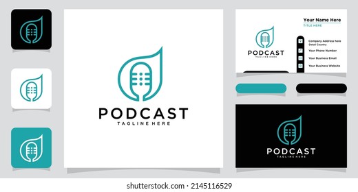 Letter D with podcast logo template illustration