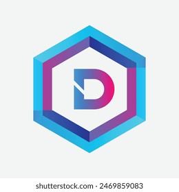 LETTER D POLYGON LOGO DESIGN CONCEPT BRANDING