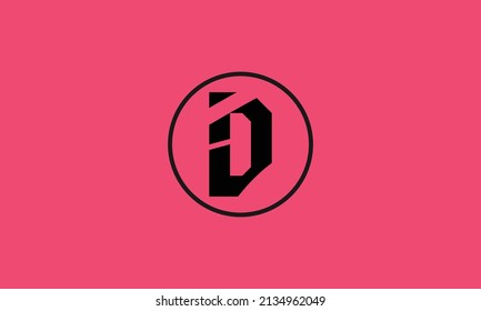 Letter D premium logo design, Sliced style with circle outline.