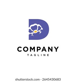 Letter D Primrose Flower Logo Icon Vector