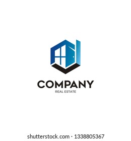 Letter d property logo concept in hexagonal shape