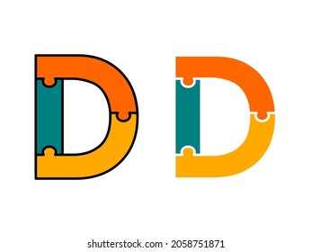 Letter d with puzzle design logo template illustration