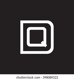 letter D and Q monogram square shape logo white black background