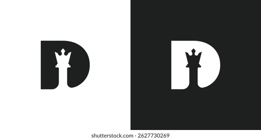 Letter D with Queen Chess Logo Design
