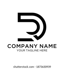 Plantilla de logotipo inicial de la letra D y R