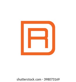 letter D and R monogram square shape logo orange