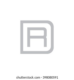 letter D and R monogram square shape logo gray