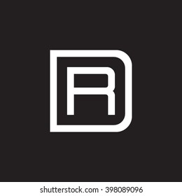 letter D and R monogram square shape logo white black background