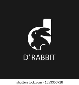 Letter D & rabbit logo Icon Design Template