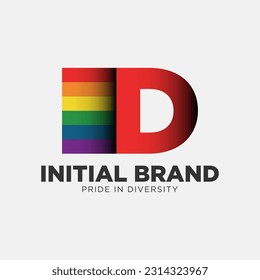 letra D color arcoiris comunidad de orgullo y compañía diseño inicial del logo del vector