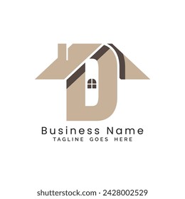 Buchstabe D Immobilienlogo. Alphabet D Concept Design Property Business-Symbol