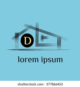 Letter D real estate vector logo (sign, symbol, icon) template