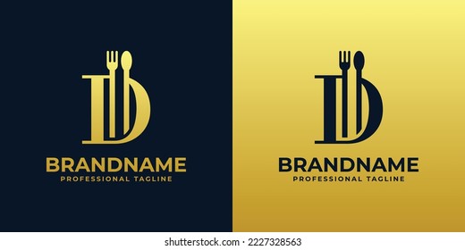 logotipo del restaurante de la carta D, adecuado para cualquier tipo de negocio relacionado con restaurantes, cafeterías, restaurantes con las iniciales D.